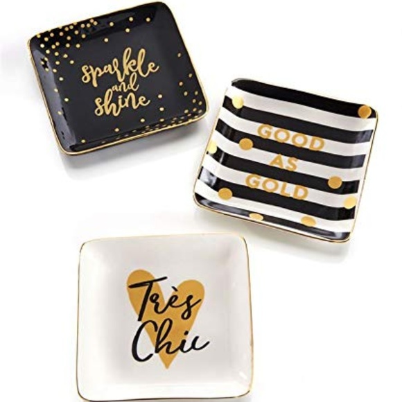 Ceramic Square Jewelry Dish Set of 3 - Picture 1 of 2